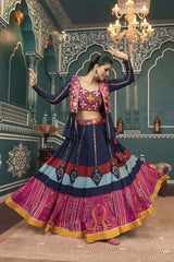 Multi Color Silk Embroidered Lehenga Choli