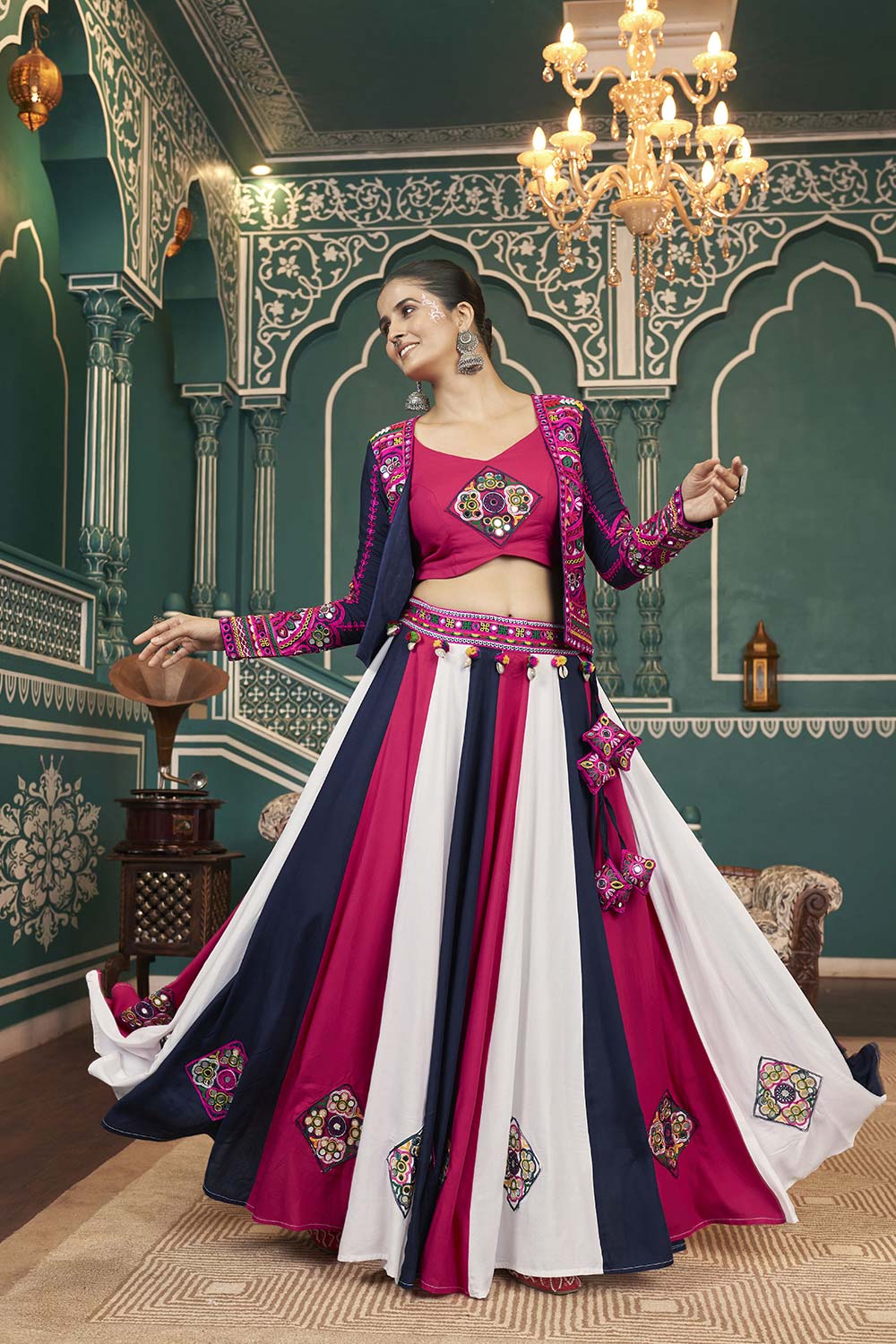 Multi Color Viscose Embroidered Lehenga Choli