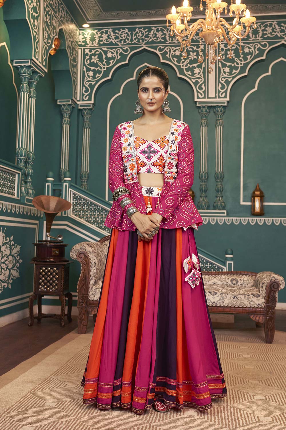 Multi Color Viscose Embroidered Lehenga Choli