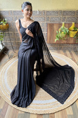 Black Georgette Embroidered Saree