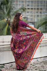 Purple Pashmina Silk Woven Design Saree