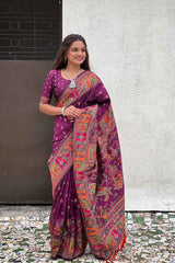 Purple Pashmina Silk Woven Design Saree