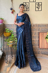 Rama Burberry Embroidered Saree