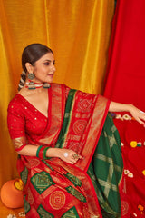 Lunar Green Tussar Silk Woven Saree