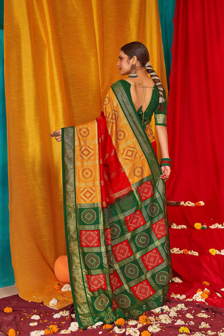 Mustard Tussar Silk Woven Saree