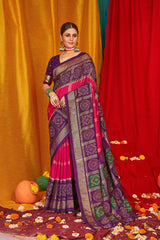 Pink Tussar Silk Woven Saree