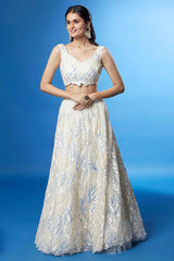 White Soft Net Embroidered Lehenga Choli