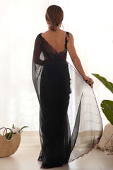 Black Georgette Embroidered Saree