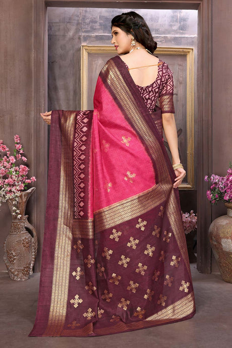 Pink Lemonade Cotton Silk Woven Saree