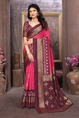 Pink Lemonade Cotton Silk Woven Saree