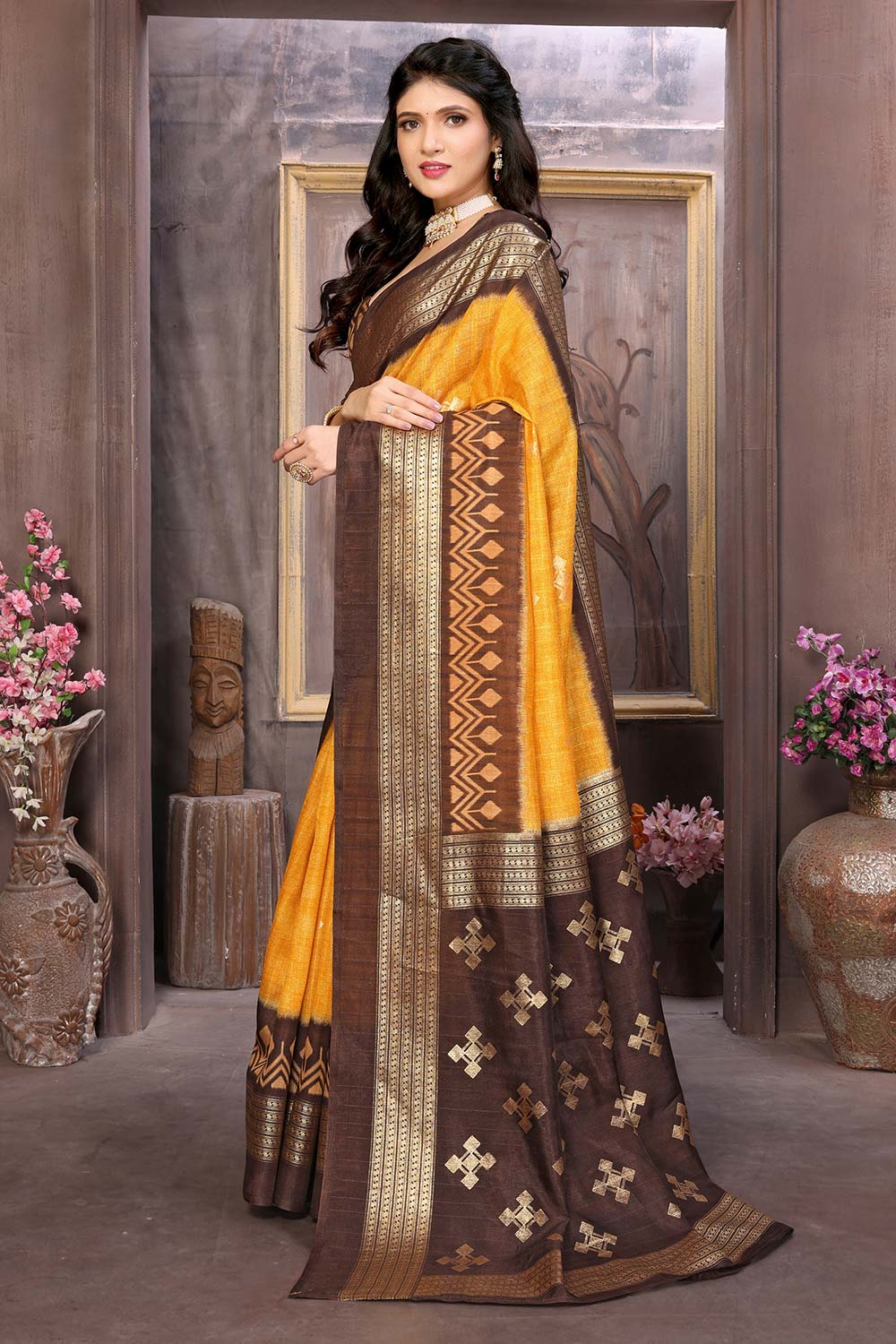 Tahiti Gold Cotton Silk Woven Saree