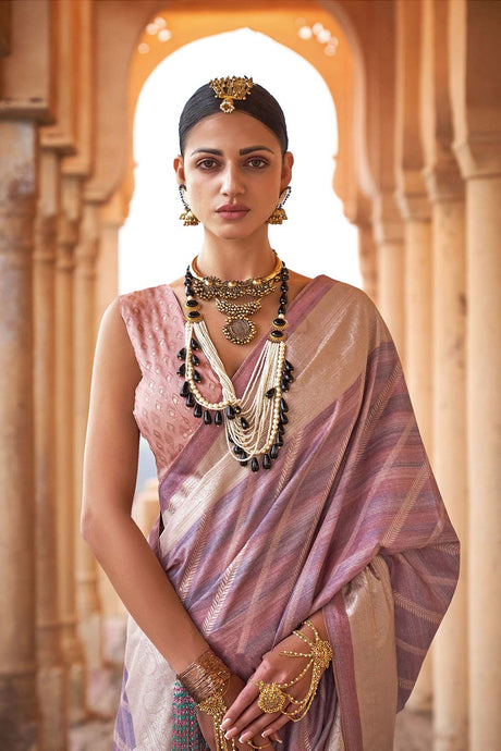 Purple Viscose Silk Woven Design Saree