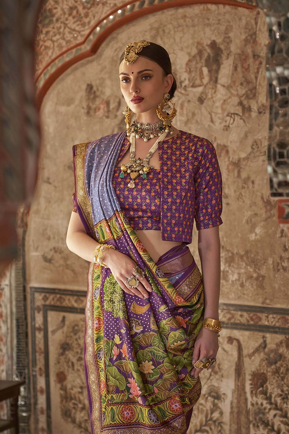 Purple Viscose Silk Woven Design Saree