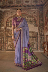 Purple Viscose Silk Woven Design Saree