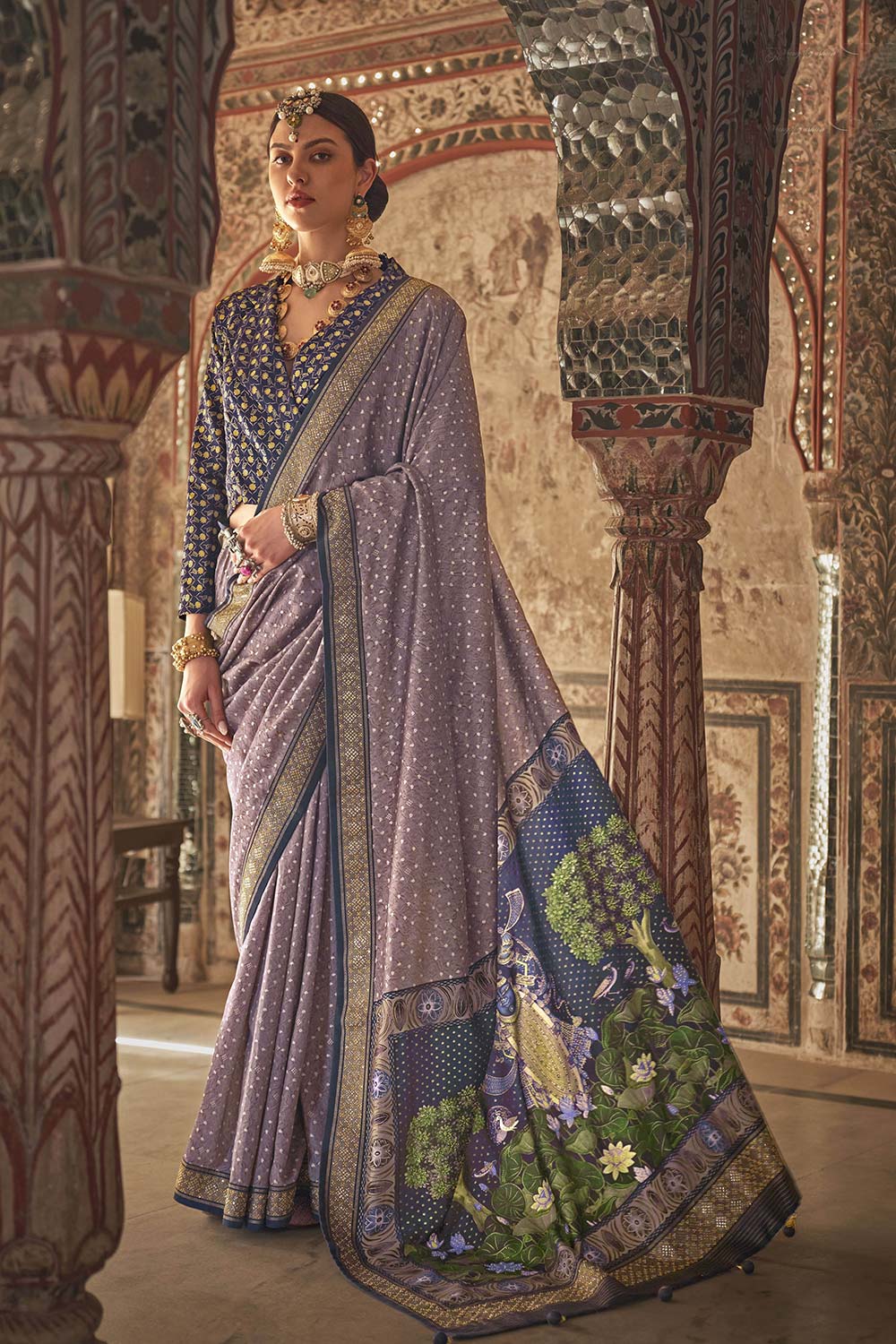 Purple Viscose Silk Woven Design Saree