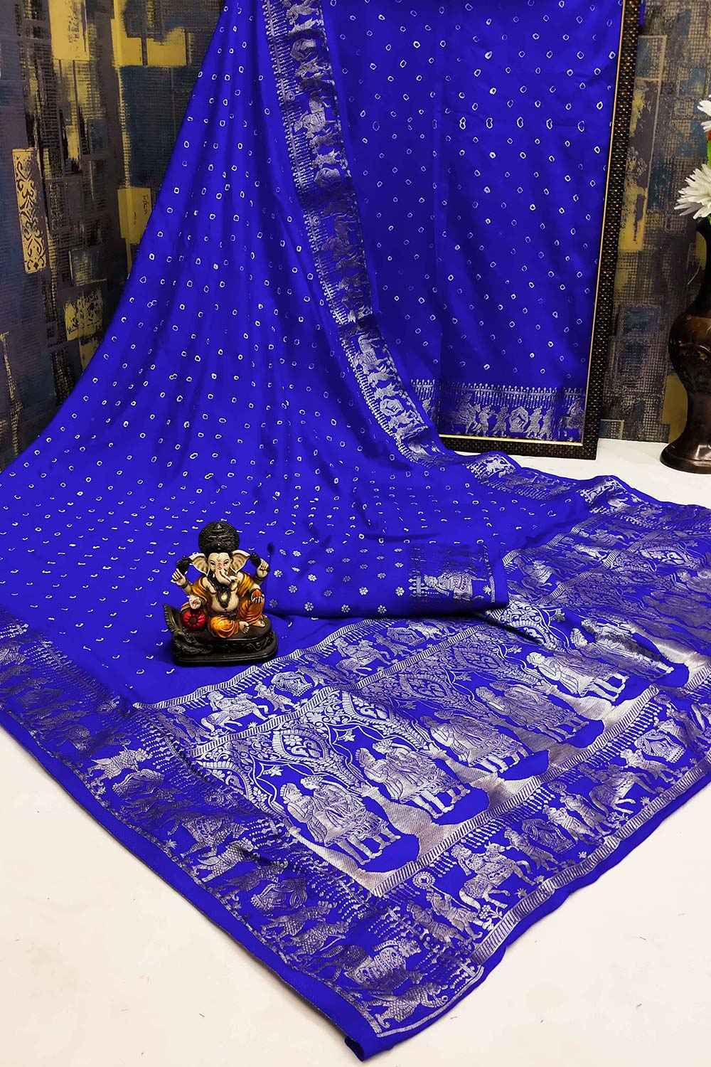 Blue Dola Silk Woven Design Saree