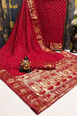 Maroon Dola Silk Woven Design Saree