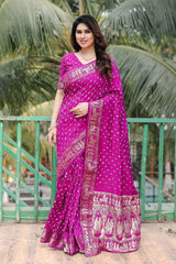 Purple Dola Silk Woven Design Saree