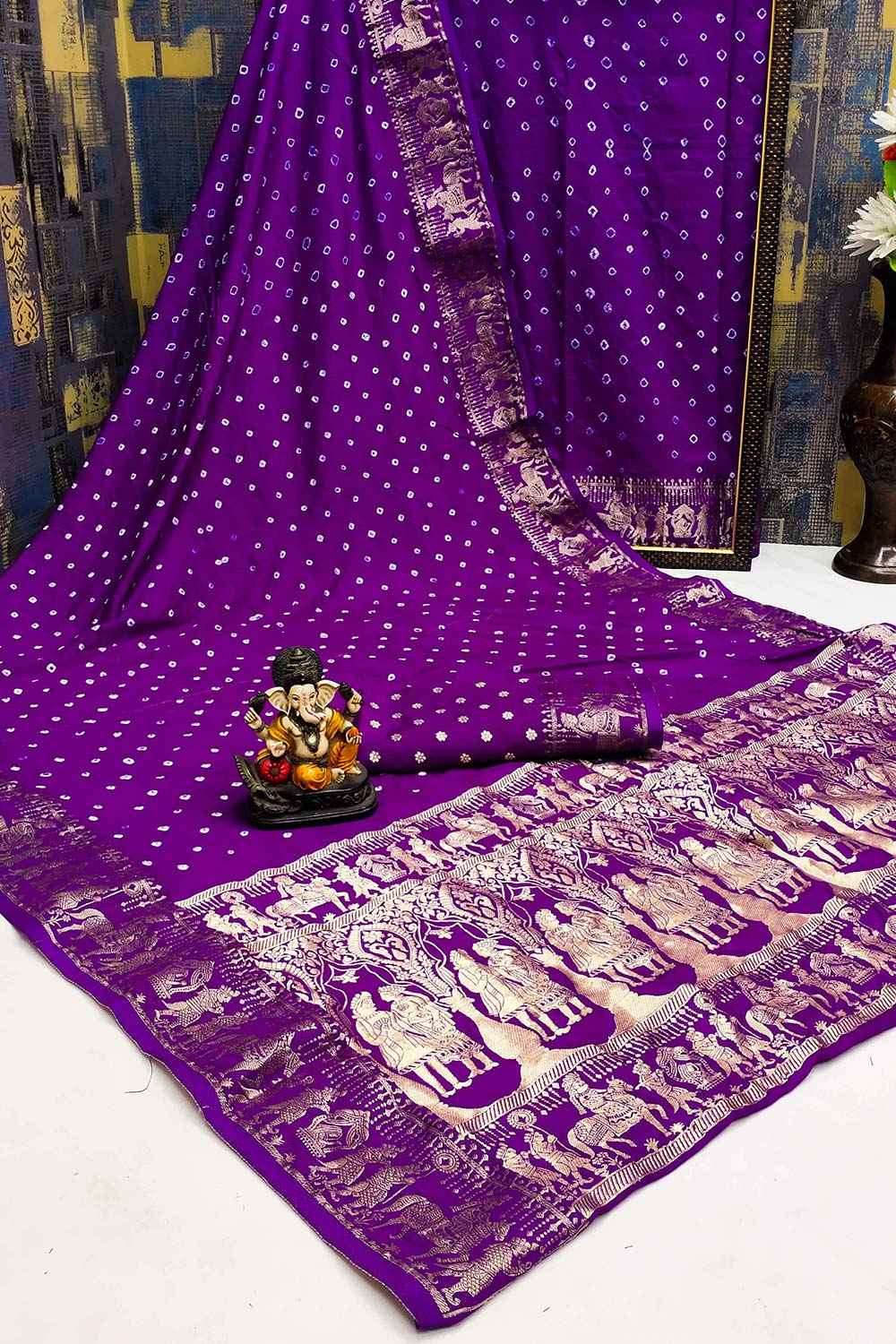 Purple Dola Silk Woven Design Saree