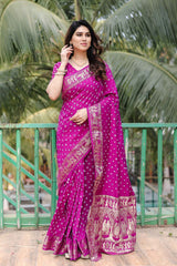 Purple Dola Silk Woven Design Saree