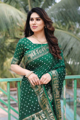 Green Dola Silk Woven Design Saree