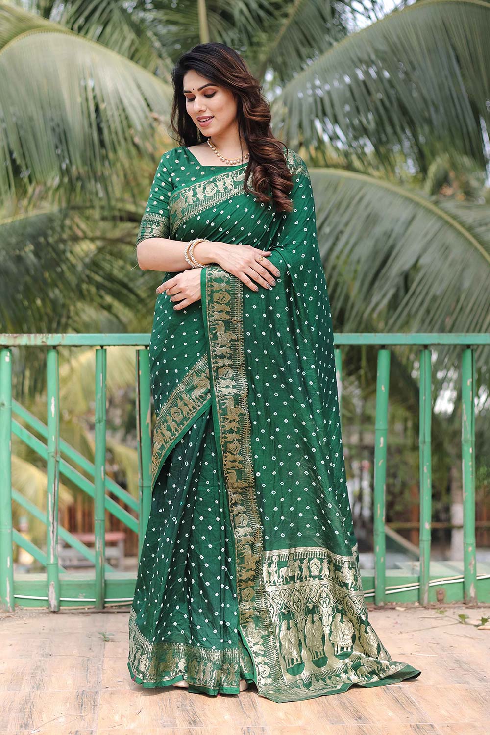 Green Dola Silk Woven Design Saree