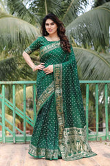 Green Dola Silk Woven Design Saree