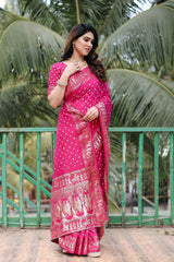 Pink Dola Silk Woven Design Saree