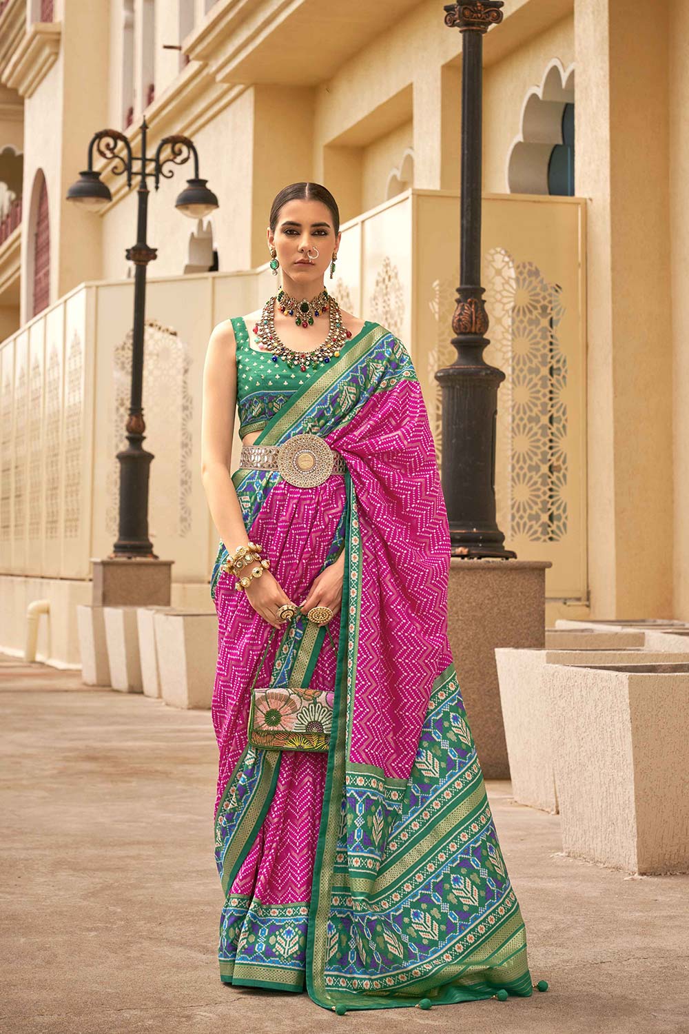 Pink Silk Printed Saree