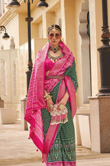 Green Silk Printed Saree