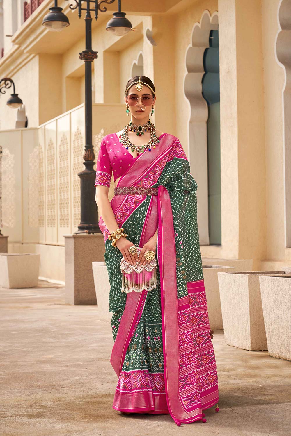 Green Silk Printed Saree