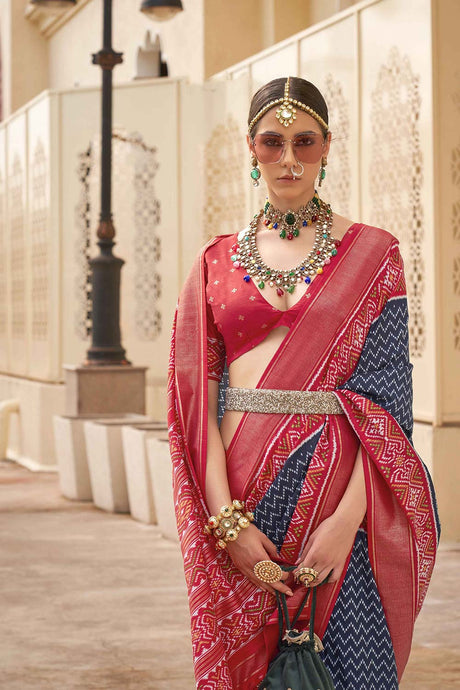 Blue Silk Printed Saree