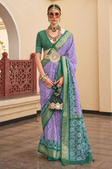 Purple Silk Printed Saree