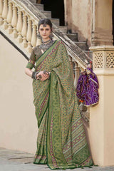 Green Silk Printed Saree