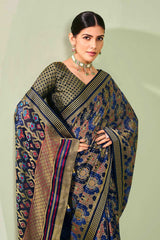 Blue Printed Georgette Saree