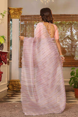 Violet Embroidered Organza Saree