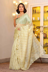 Yellow Embroidered Organza Saree