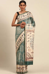 Green Printed Cotton Saree