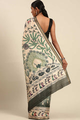 Green Printed Cotton Saree