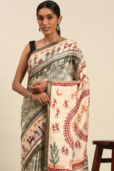 Green Printed Cotton Saree