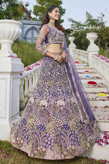 Violet Embroidered Net Lehenga