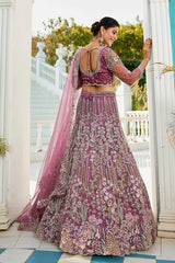 Violet Embroidered Net Lehenga