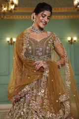 Yellow Embroidered Net Lehenga