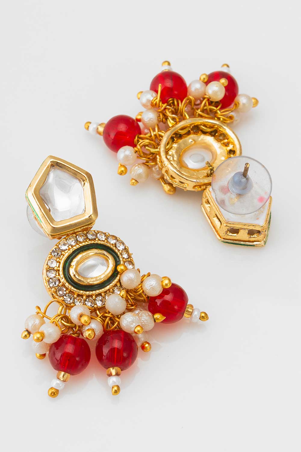 Red Artificial Pearl & kundan Brass Necklace