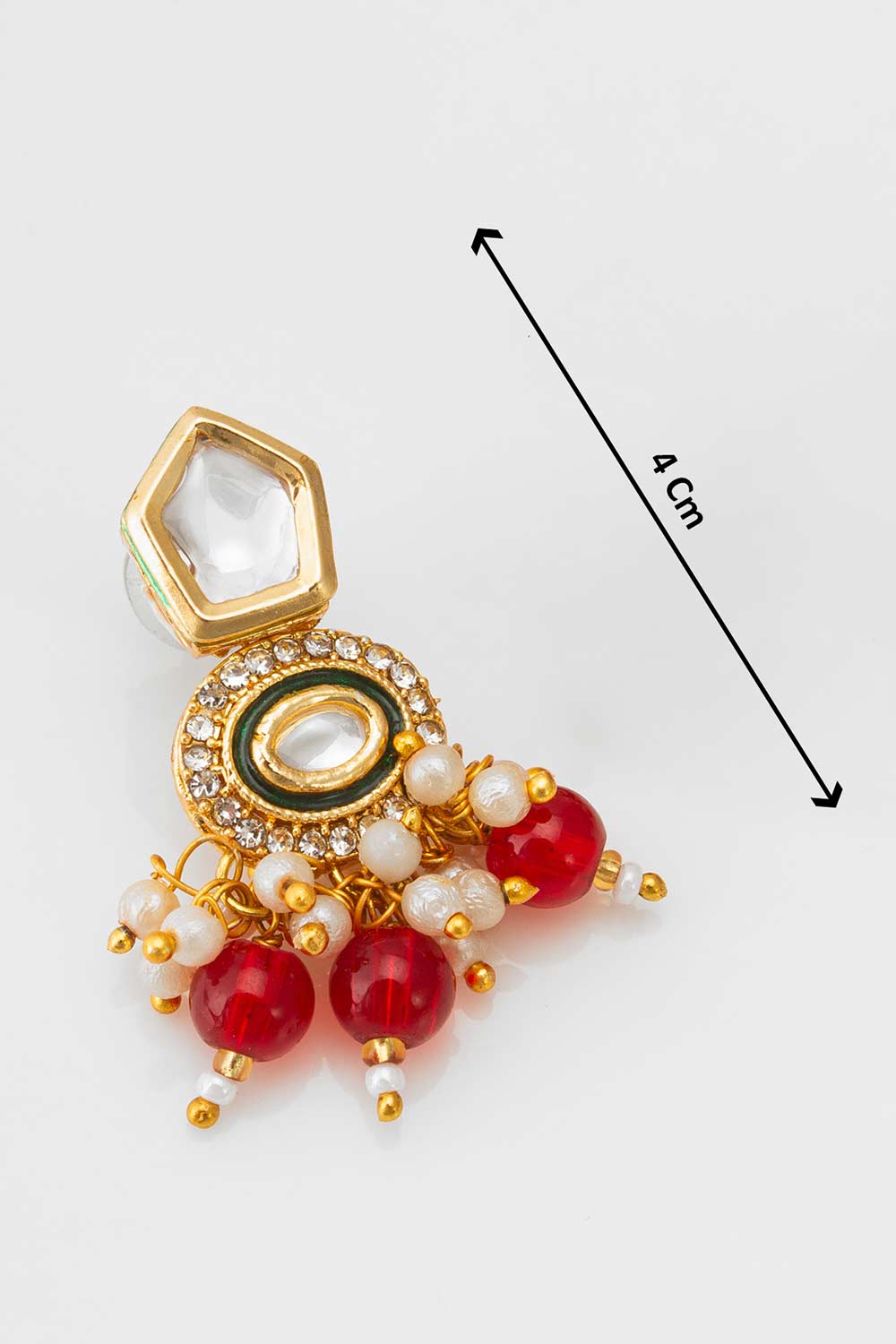 Red Artificial Pearl & kundan Brass Necklace