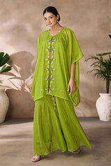 Green Embroidered Organza Co-Ord Set