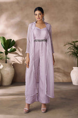 Violet Embroidered Organza Co-Ord Set