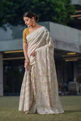 Mustard Pure Jamdani Saree