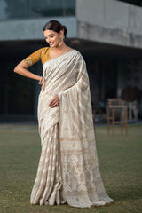 Mustard Pure Jamdani Saree