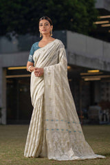 Teal Pure Jamdani Saree